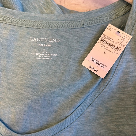 Lands' End Women's Seafoam Heather Short Sleeve Tee size L - Picture 3 of 3
